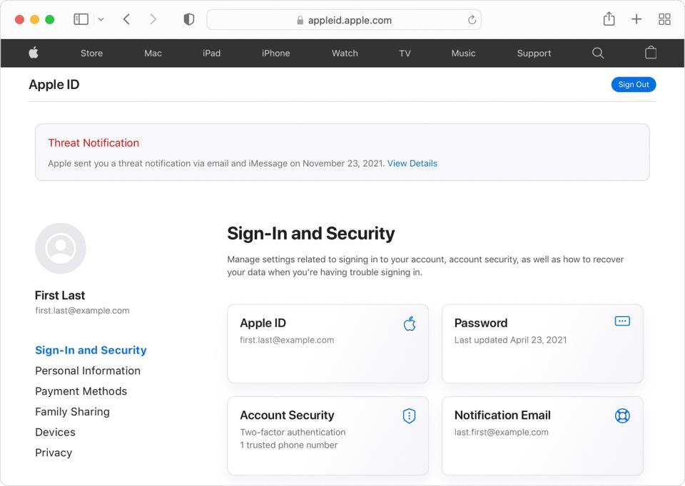 Apple threat notifications will alert you if your iPhone has been hacked. - Credit: Apple