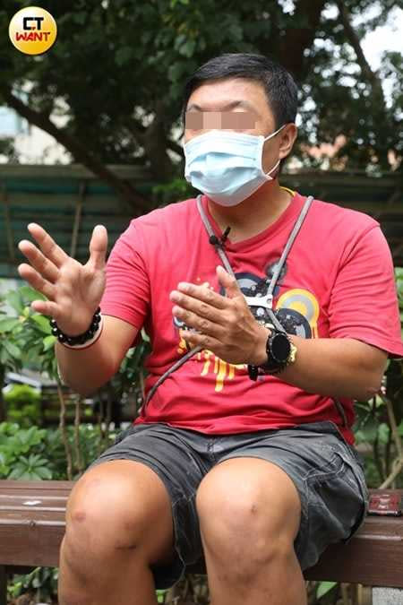 董男傷勢嚴重，左大腿粉碎性骨折，打了4根骨釘，醫生還告知腿部肌肉會不斷萎縮。（圖／趙世勳攝）