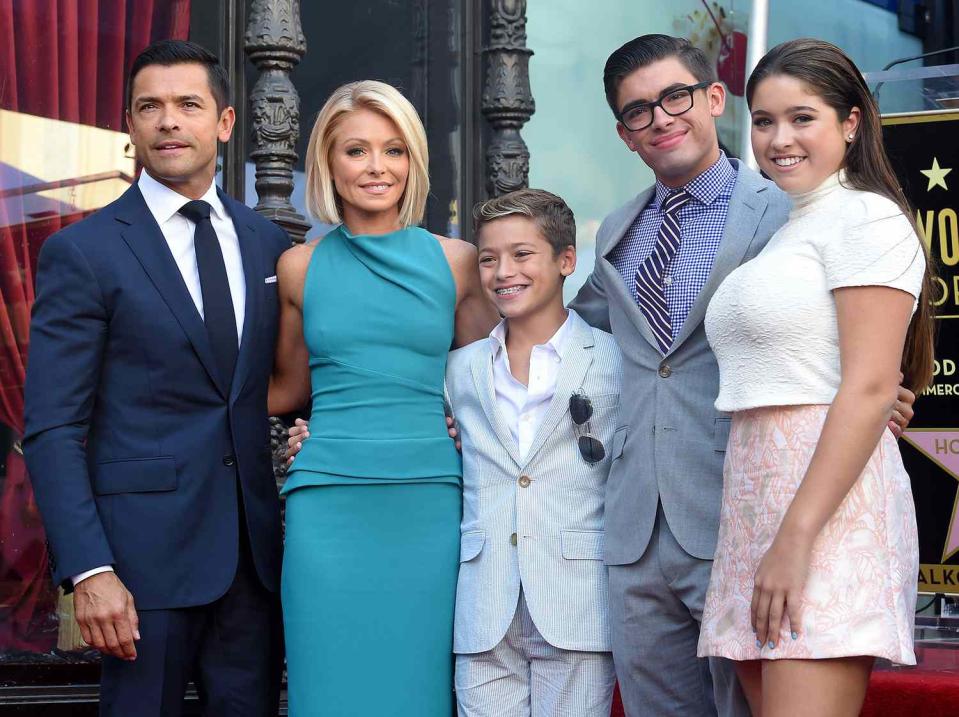 Kelly Ripa, husband Mark Consuelos, daughter Lola Consuelos, sons Michael Consuelos and Joaquin Consuelos attend the ceremony honoring Kelly Ripa with a star on the Hollywood Walk of Fame on October 12, 2015 in Hollywood, California
