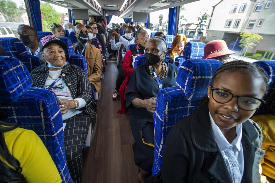 People took a bus tour of neighborhoods that were affected by the L.A. Riots on the 30 anniversary of the L.A. Riots.