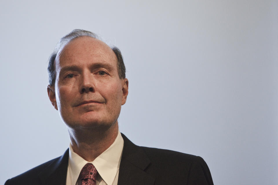 Andy Marsh, President and CEO of Plug Power, a New York based company that manufactures residential and commercial fuel cells, speaking at a shareholders meeting in New York.  (Photo by James Leynse/Corbis via Getty Images)