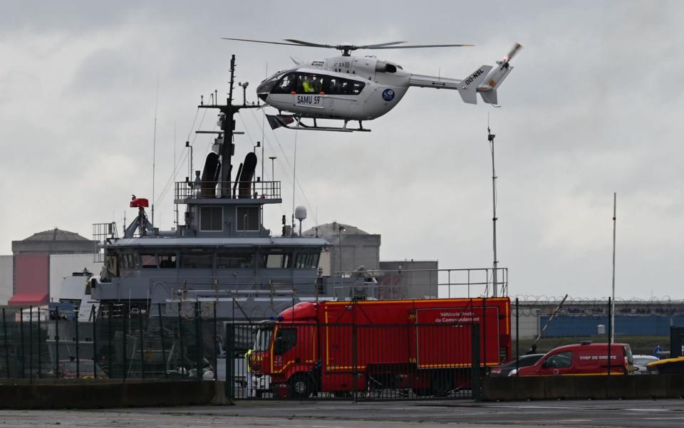 A helicopter at Dunkirk, used in the search operation  - Denis Charlet/AFP