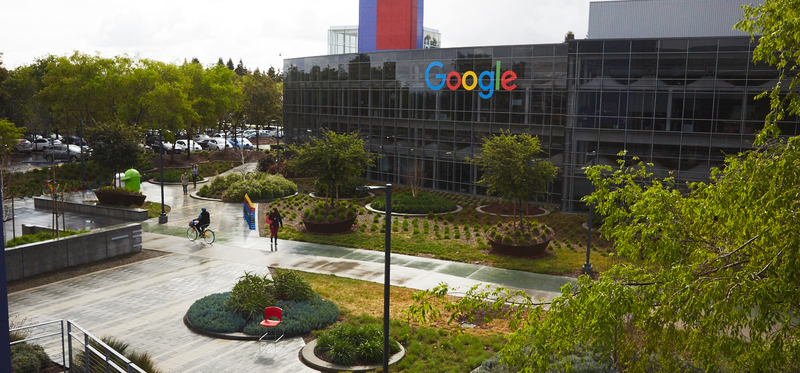 The outside of Google's campus.