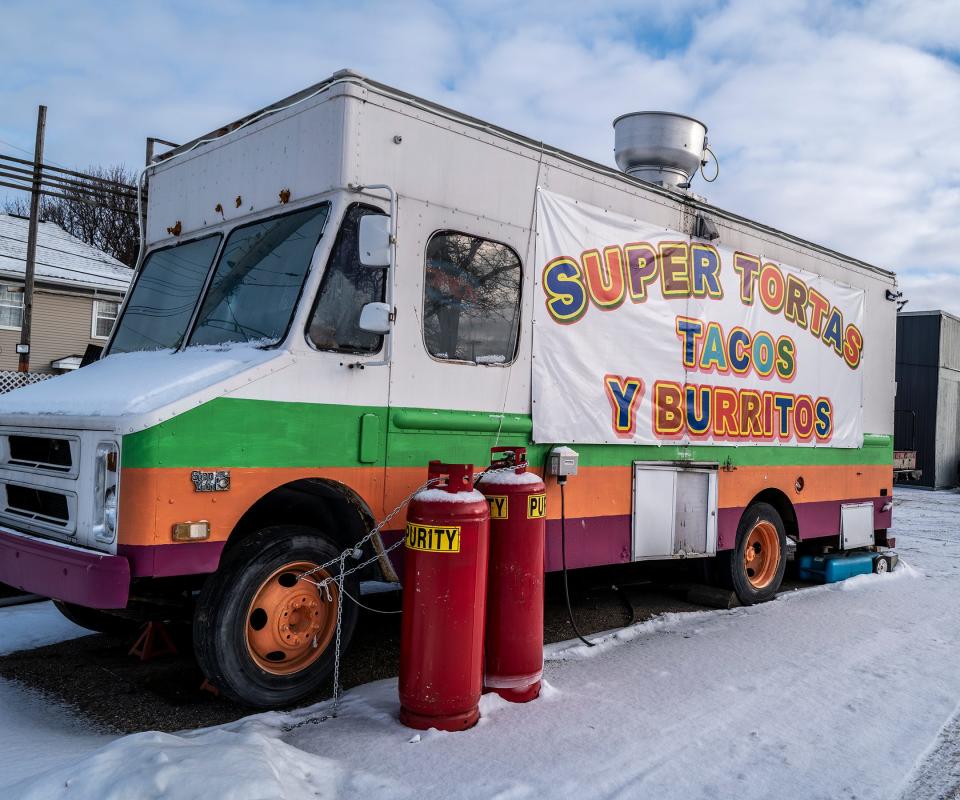 The El Oasis food truck, pictured here Friday, Jan. 28, 2022,  is a familiar sight on East Michigan Avenue in Lansing because it serves food year-round.