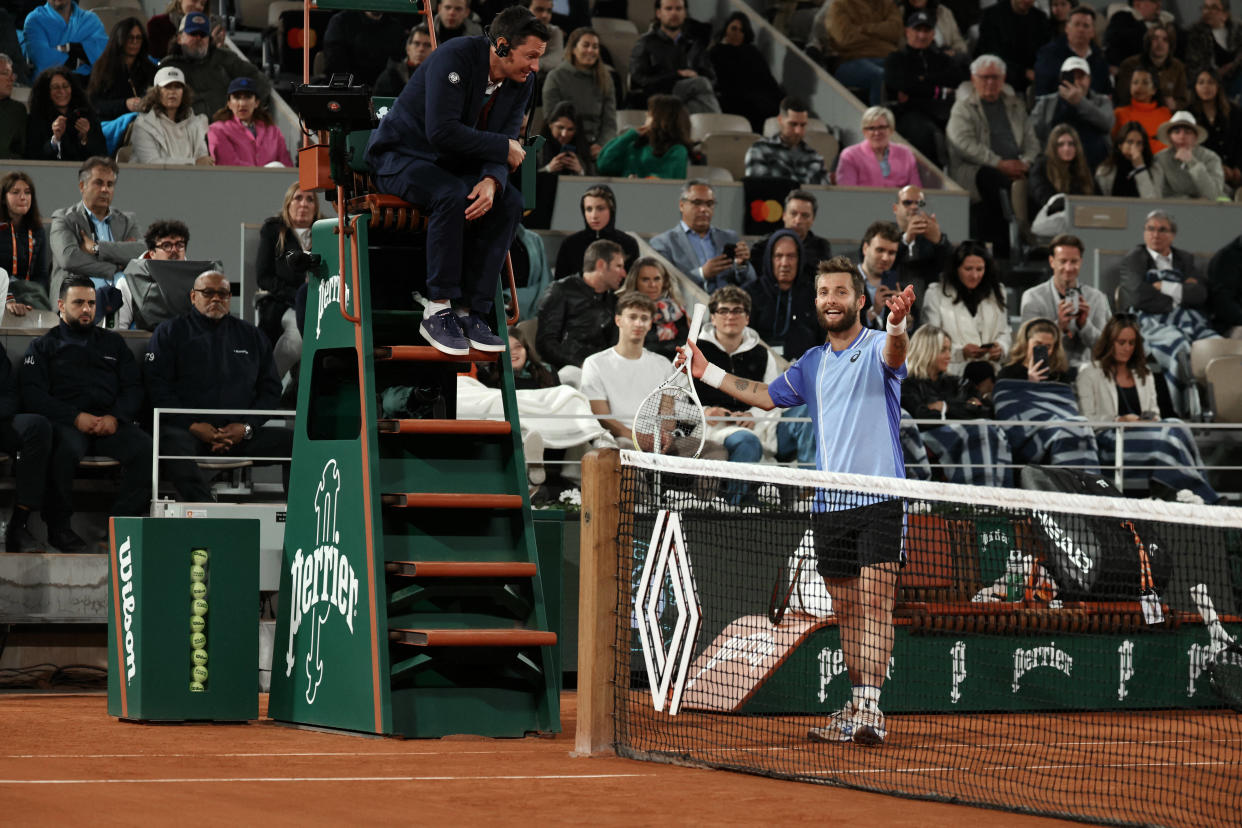 Corentin Moutet à Roland Garros en huitième de finale contre Jannik Sinner, le 2 juin 2024.