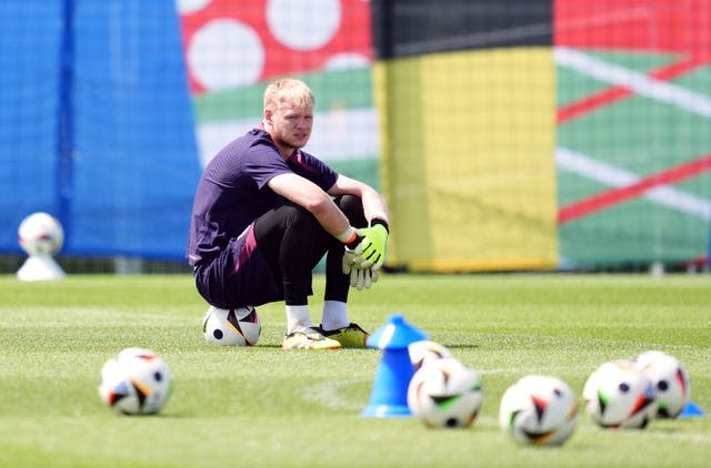 England goalkeeper Aaron Ramsdale during a training session at Euro 2024