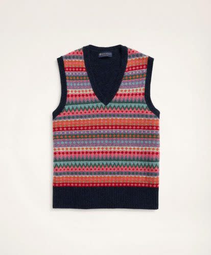 Brooks Brothers Fair Isle Wool Sweater Vest