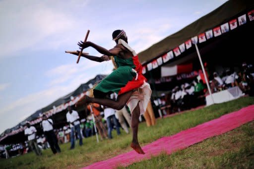 A traditional Burundian drummer at a political rally in Bujumbura. Belgian Foreign Affairs Minister Didier Reynders, Prince Philippe and his wife Mathilde will attend as representatives of the former colonial power for Sunday's anniversary celebrations