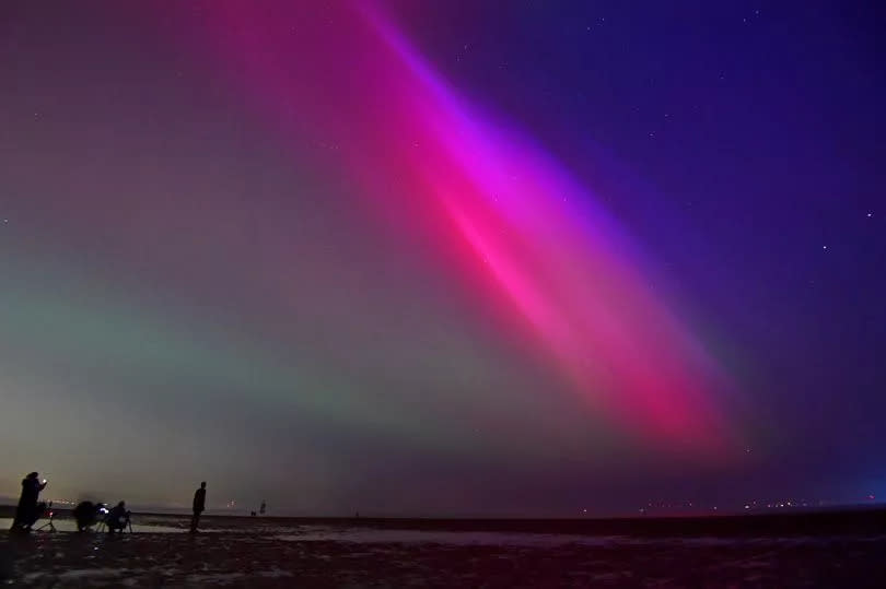 The Aurora seen across Crosby Beach earlier this month