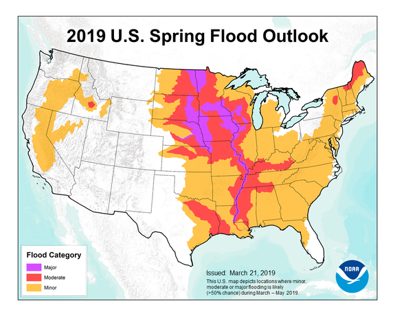 NOAA's Spring Outlook flood risk map.