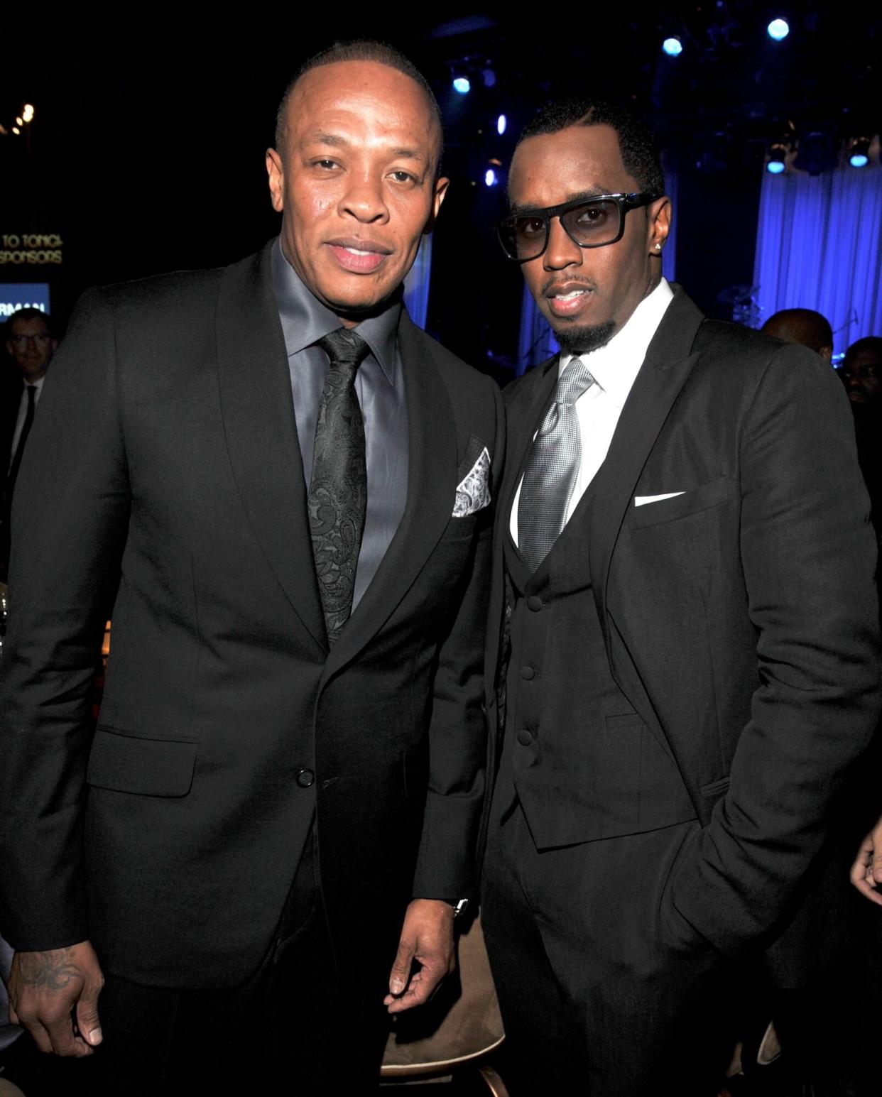 Producer Dr. Dre (L) and musician Sean 'Diddy' Combs