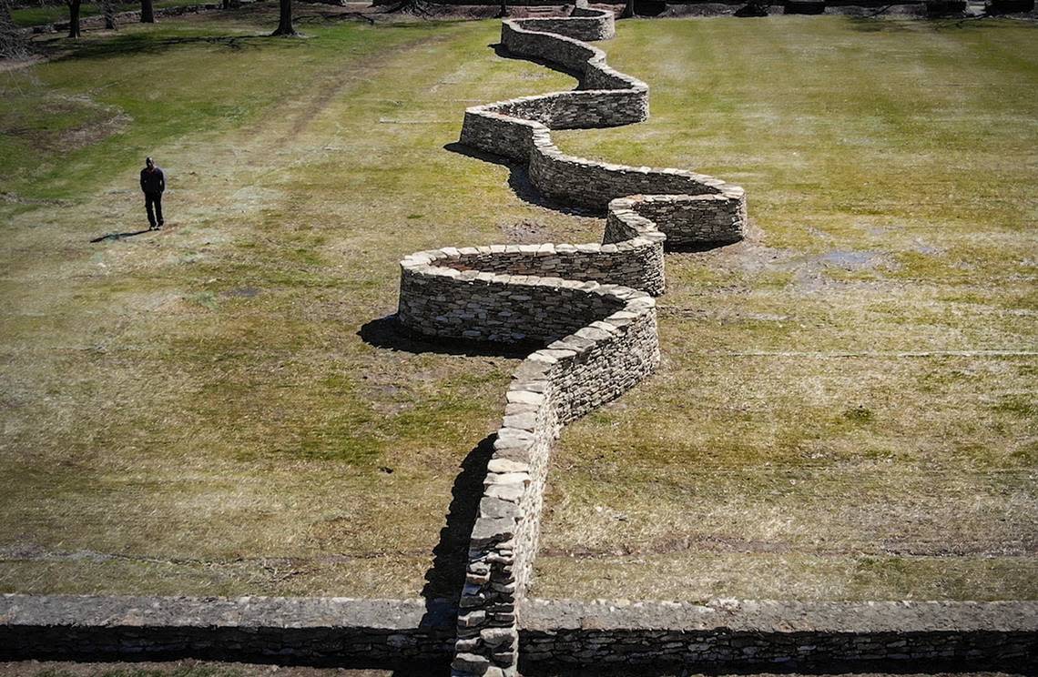 Artist Andy Goldsworthy’s “Walking Wall” began on the Nelson’s property east of Rockhill Road in 2019.