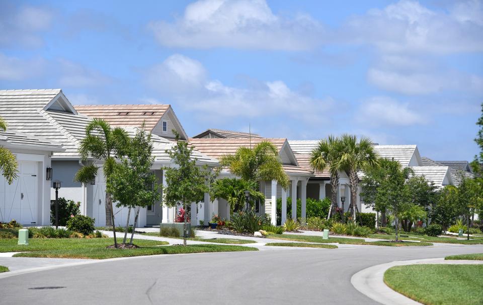 Homes on Tidal Pointe Way in the Lakehouse Cove at Waterside development in Lakewood Ranch.