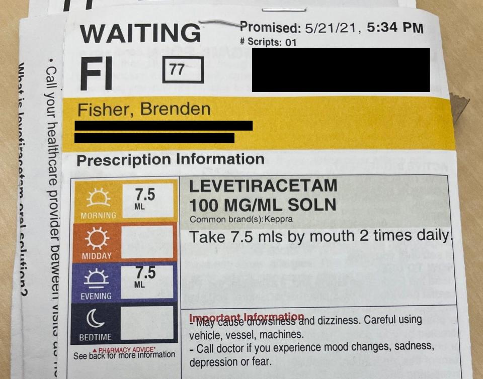 The label on Brenden Fisher's medication should have said to take 1.2 ml by mouth two times daily. Instead, a CVS pharmacy in Sarasota, Florida, printed a label that called for a dose more than six times higher than what was prescribed.