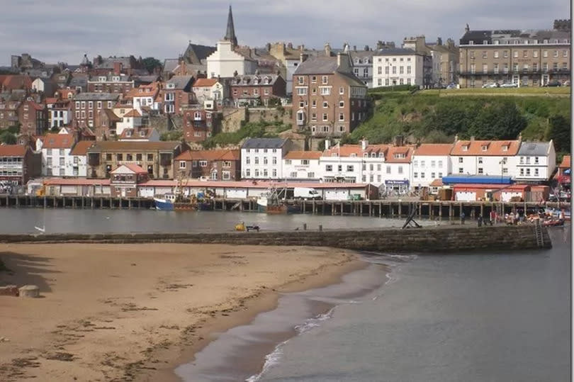 Looking across Tate Hill Beach to Whitby Fish Quay