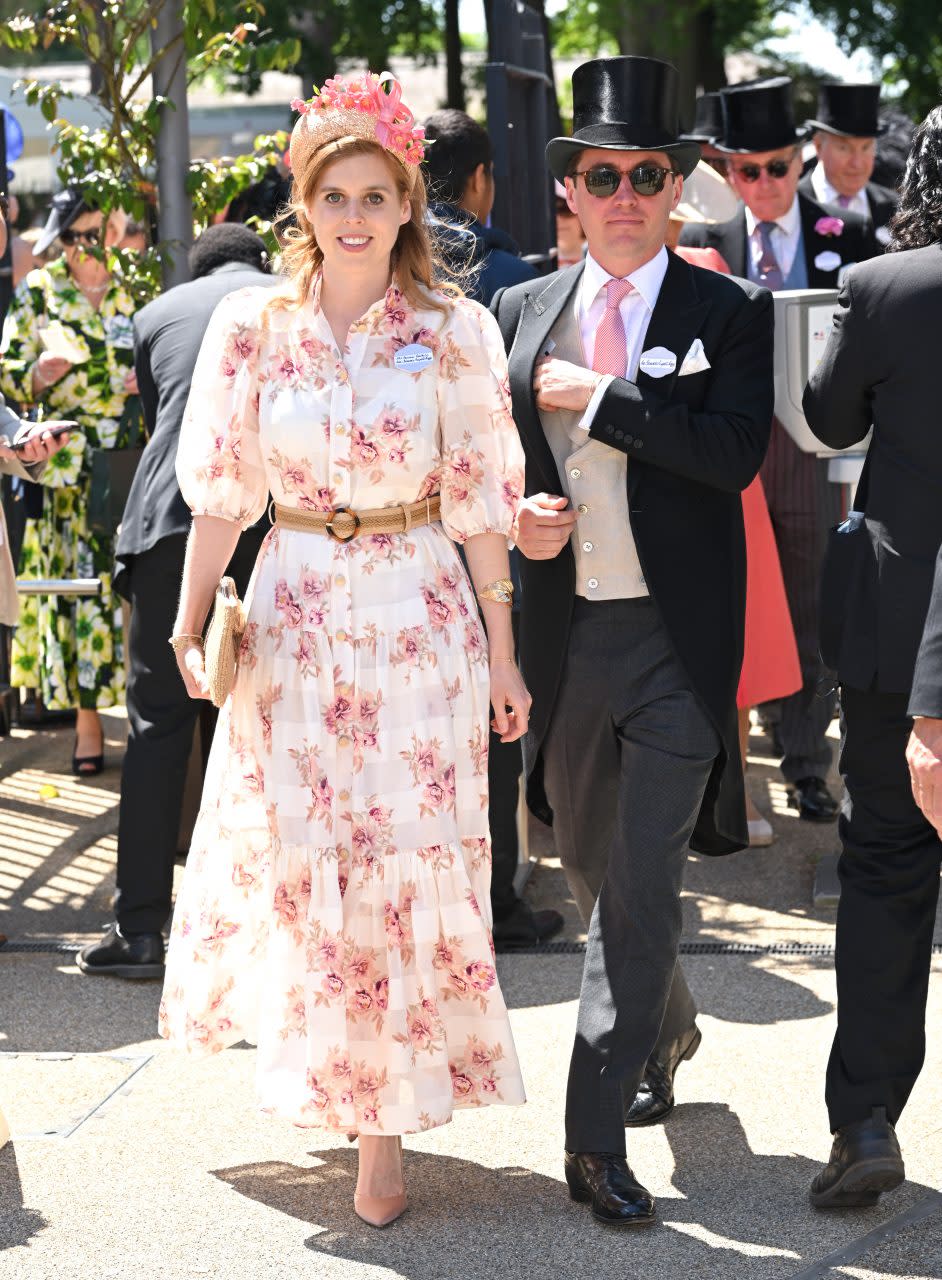 ASCOT, ENGLAND - JUNE 14: Princess Beatrice of York and Edoardo Mapelli Mozzi attend Royal Ascot at Ascot Racecourse on June 14, 2022 in Ascot, England. (Photo by Karwai Tang/Getty Images)
