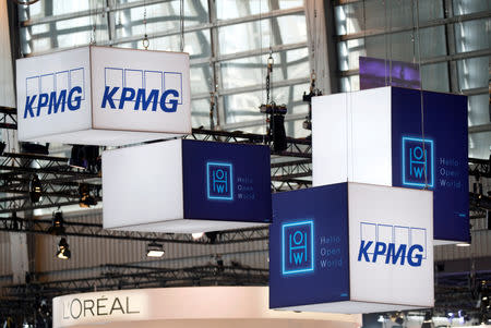 FILE PHOTO: The logo of KPMG, a professional service company is pictured during the Viva Tech start-up and technology summit in Paris, France, May 25, 2018. REUTERS/Charles Platiau/File Photo