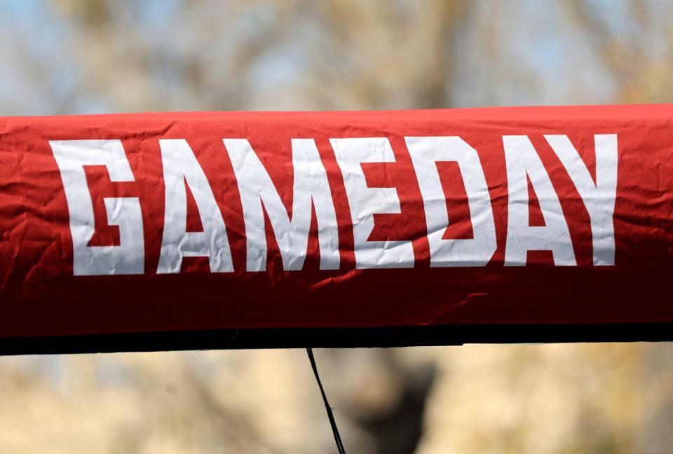 Signage is set up for ESPN’s “College GameDay “ show at the University of Utah in Salt Lake City on Thursday, Oct. 26, 2023. “College GameDay” has activities on Friday and Saturday. | Kristin Murphy, Deseret News