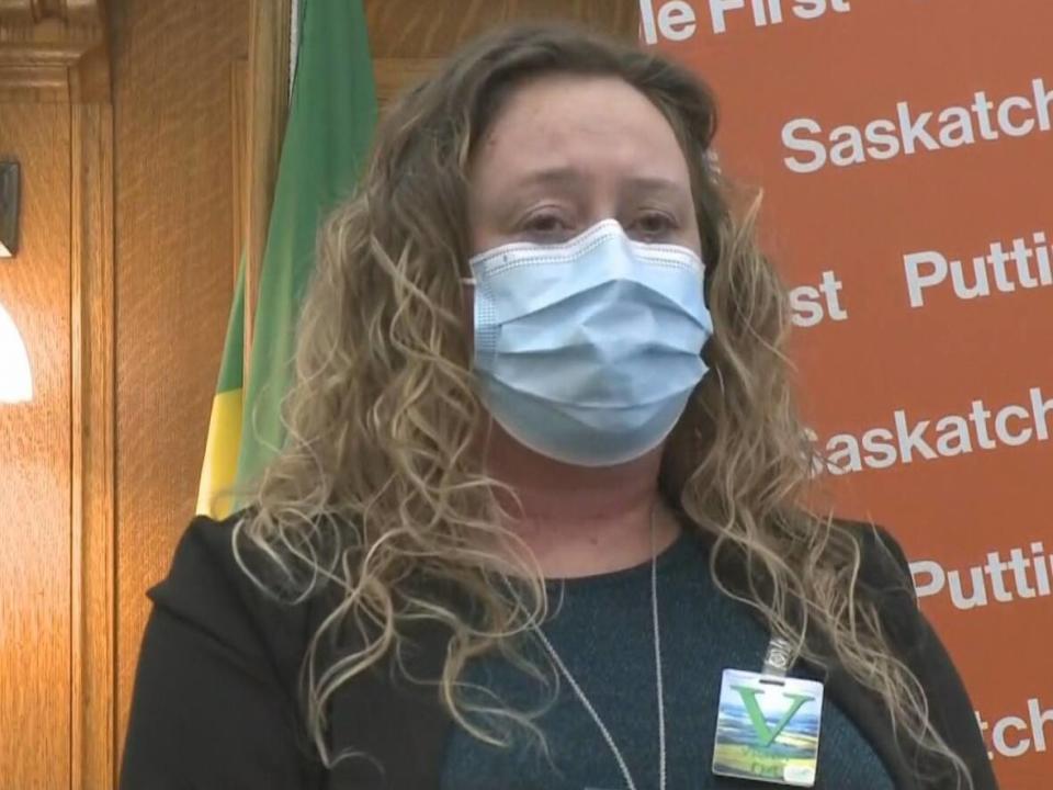 Public health nurse Carolyn Brost Strom said she is begging the government to act when local health teams call for it. Brost Strom said she is also concerned about the mental health of those working in health care.  (Media pool - image credit)