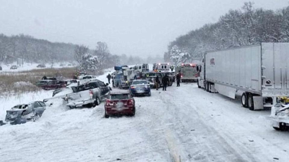 Whiteout Condition Spawns Terrifying 40Car Pileup as Snow Blankets