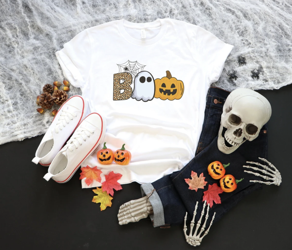 <p><a href="https://go.redirectingat.com?id=74968X1596630&url=https%3A%2F%2Fwww.etsy.com%2Flisting%2F1063963598%2Fhalloween-shirt-boo-shirt-leopoard-print&sref=https%3A%2F%2Fwww.thepioneerwoman.com%2Fholidays-celebrations%2Fg40543913%2Fbest-halloween-shirts%2F" rel="nofollow noopener" target="_blank" data-ylk="slk:Shop Now;elm:context_link;itc:0;sec:content-canvas" class="link ">Shop Now</a></p><p>'BOO' Halloween Shirt</p><p>etsy.com</p><p>$7.24</p><span class="copyright">Etsy</span>