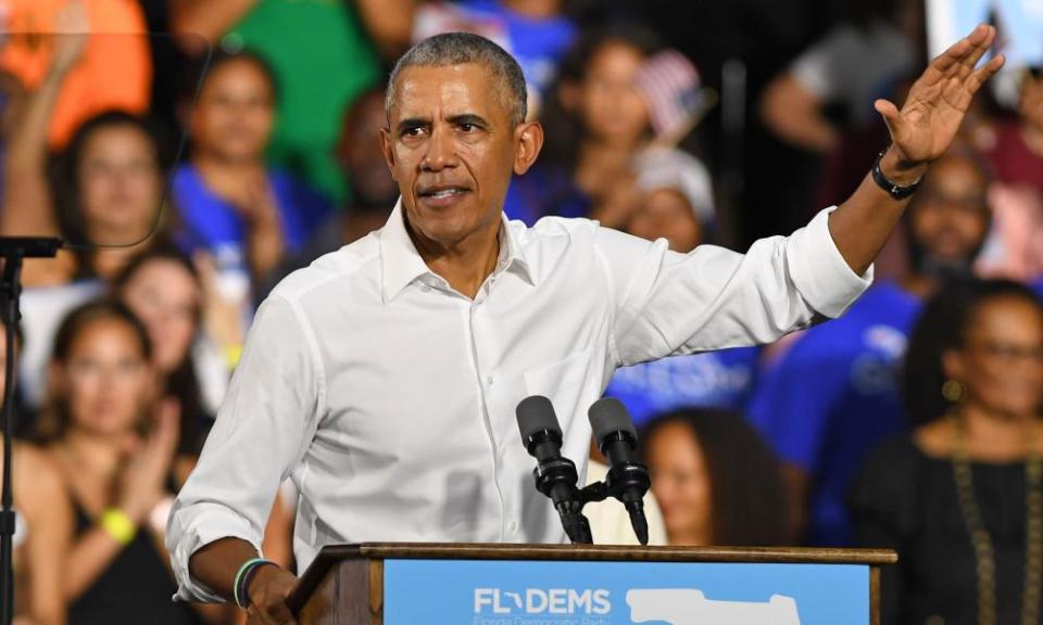 Barack Obama campaigns for the Democrats in Florida.