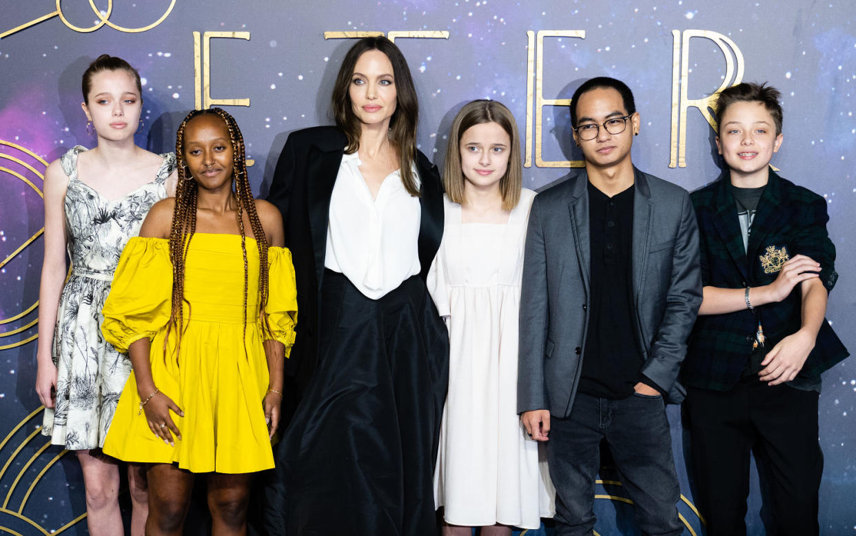 Angelina Jolie with five of her children at the 