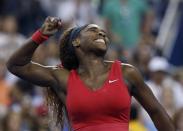 Serena Williams of the U.S. celebrates after defeating Victoria Azarenka of Belarus in their women's singles final match at the U.S. Open tennis championships in New York September 8, 2013. REUTERS/Adam Hunger (UNITED STATES - Tags: SPORT TENNIS TPX IMAGES OF THE DAY)