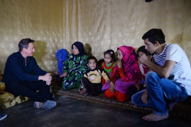 British Prime Minister David Cameron Visits Lebanese Refugee Camp