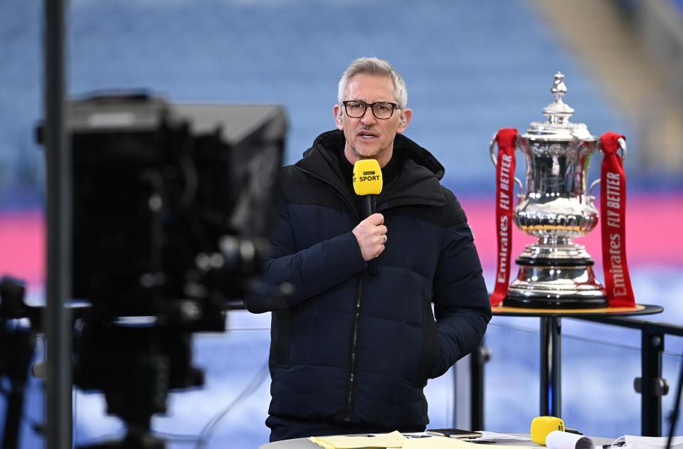 Gary Lineker presenting the FA Cup final on the BBC (Getty)