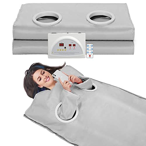 RELOIVE Far Infrared Sauna Blanket Heating Detox with Sleeves and Remote Control for Home Beauty Salon Silver