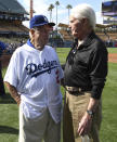 Hall of Fame and former Los Angeles Dodgers manager Tommy Lasorda passed away at the age of 93. Former LosAngeles Dodgers manager Tommy Lasorda, left, with former General Manager Fred Clair during the Old Timers game prior to a Major League baseball game between the Cincinnati Reds and the Los Angeles Dodgers at Dodger Stadium on Saturday, June 10, 2017 in Los Angeles. (Keith Birmingham/The Orange County Register via AP)