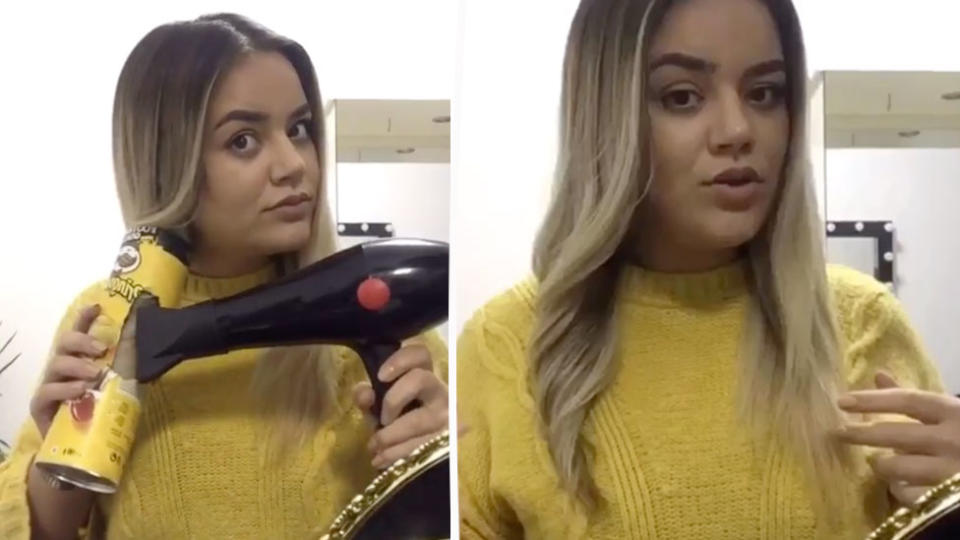 One woman even used an empty Pringles tube to try the technique, achieving a wavy look. Source: Instagram/neraabeauty