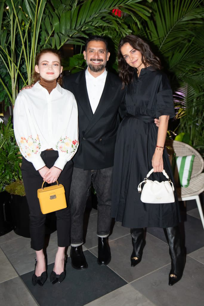 Sadie Sink, Tom Mora and Katie Holmes attend Kate Spade New York’s Spring 2022 presentation. - Credit: Jason Crowley/BFA.com