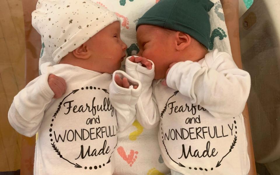 The twins are the result of an anonymous embryo donation by a married couple 30 years ago which sets a new record for the oldest embryos that resulted in a successful live birth. - NATIONAL EMBRYO DONATION CENTER/HANDOUT HANDOUT/EPA-EFE/Shutterstock