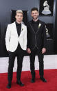 <p>Andrew Taggart (left) and Alex Pall of The Chainsmokers attend the 60th Annual Grammy Awards at Madison Square Garden in New York on Jan. 28, 2018. (Photo: John Shearer/Getty Images) </p>