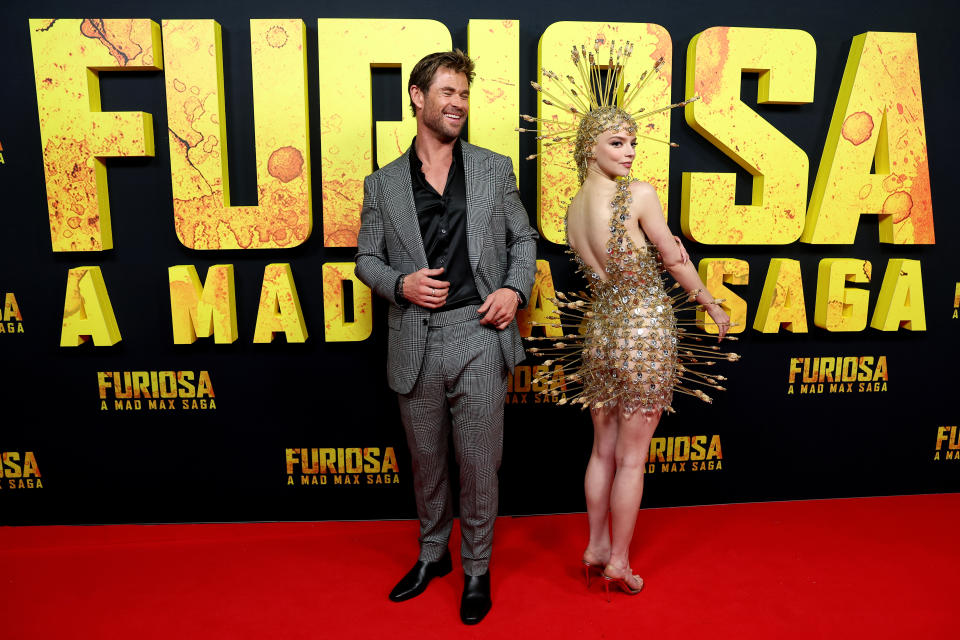 SYDNEY, AUSTRALIA - MAY 02: Chris Hemsworth and Anya Taylor-Joy attend the Australian premiere of "Furiosa: A Mad Max Saga" on May 02, 2024 in Sydney, Australia. (Photo by Brendon Thorne/Getty Images)