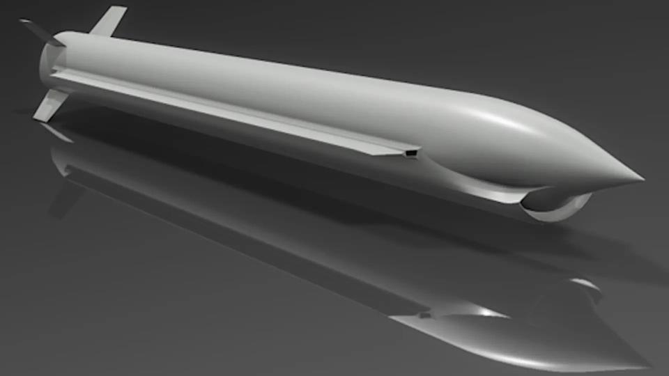 A rendering of a new supersonic maritime strike missile that Norway's Kongsberg is now leading the development of for both the Norwegian and German navies. The company says this weapon will be a complement to its existing subsonic NSM. <em>Kongsberg Defence & Aerospace</em>