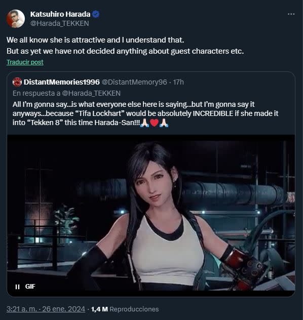 Los fans quieren que Tifa Lockheart llegue a TEKKEN 8