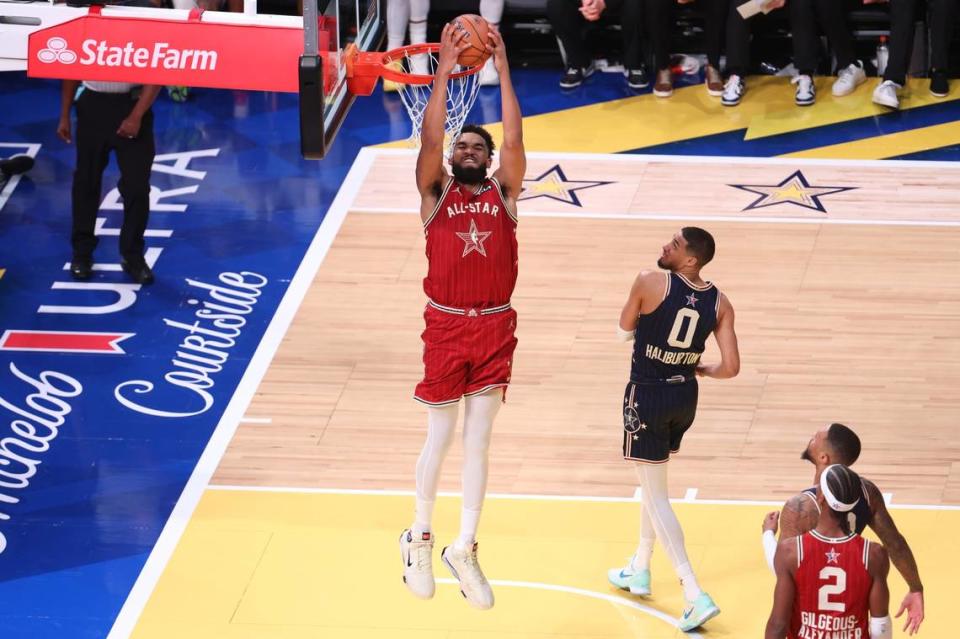 Former Kentucky basketball player Karl-Anthony Towns scored a game-high 50 points in the NBA All-Star Game on Sunday night.