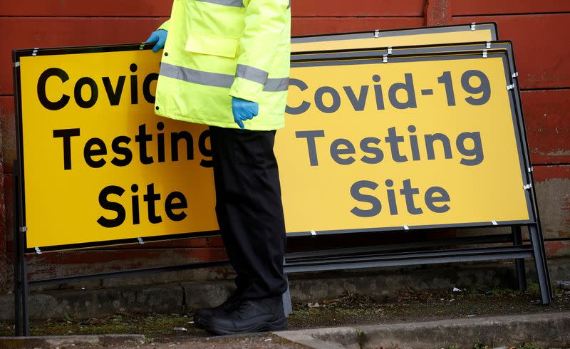 FILE PHOTO: Mobile testing centre amid the outbreak of the coronavirus disease (COVID-19) in the Moston area of Manchester