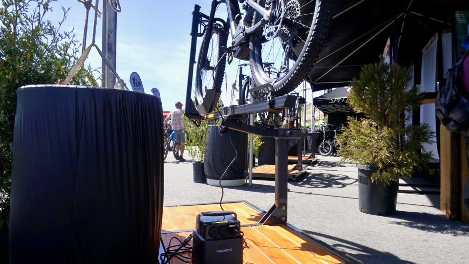 Specialized's fleet of demo e-bikes were charged by solar power