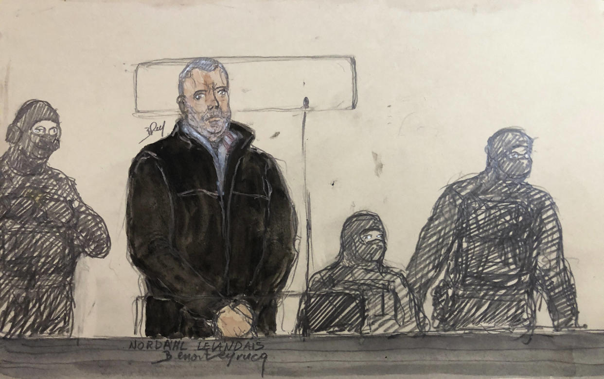 Croquis d’audience du procès (à huis clos) de Nordahl Lelandais jugé pour une agression sexuelle sur mineure. 