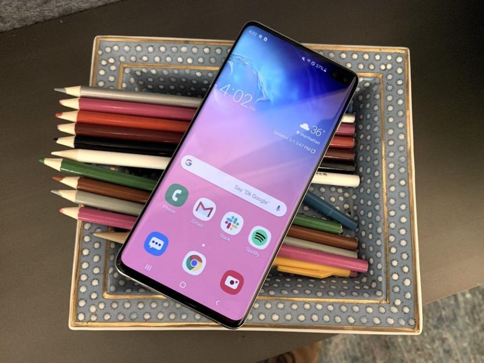 The Galaxy S10 Plus packs Samsung's new Infinity-O display. (image: Daniel Howley)