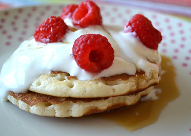 <b>Yoghurt, lemon and raspberry</b><br> If you’re after a fresh, lemony pancake topping, look no further. Just stir the zest of half a lemon into 2 tablespoons natural yoghurt and spoon over warm pancakes. Top with fresh raspberries and a drizzle of maple syrup.