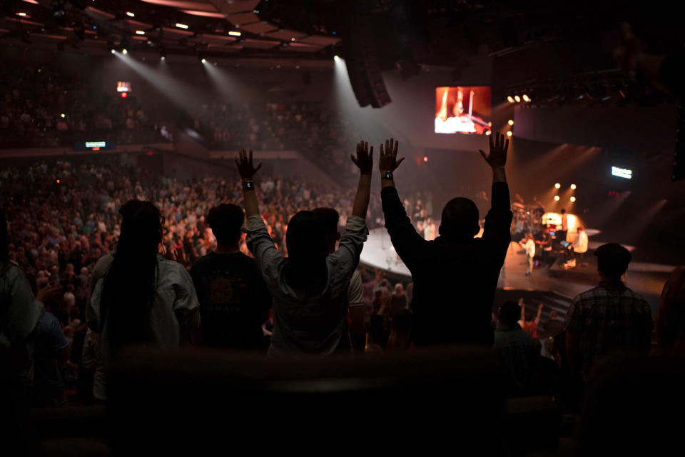 Image: A service at Gateway Church in Southlake, Texas, on Saturday/ (Danielle Villasana for NBC News)