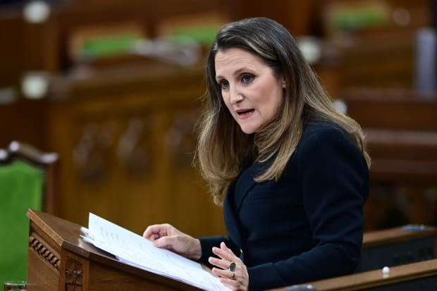 Finance Minister Chrystia Freeland delivers the federal budget in the House of Commons in Ottawa on Monday April 19, 2021. The federal government unveiled spending plans to manage the remainder of the COVID-19 crisis and chart an economic course for a post-pandemic Canada.