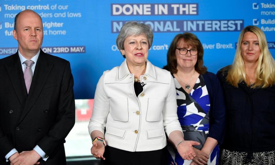 May speaking in Bristol ahead of the EU elections.