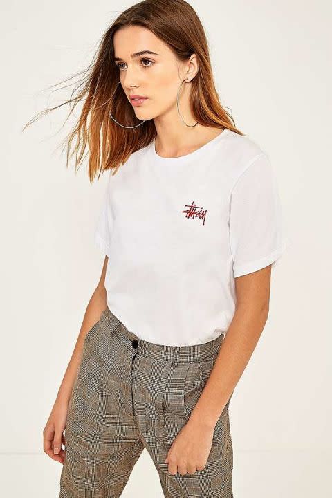 <p>Stussy Boyfriend Logo T-Shirt. Available at <a rel="nofollow noopener" href="https://www.urbanoutfitters.com/en-gb/shop/stussy-boyfriend-logo-t-shirt?category=womens-graphic-tshirts&color=010" target="_blank" data-ylk="slk:Urban Outfitters - £44;elm:context_link;itc:0;sec:content-canvas" class="link ">Urban Outfitters - £44</a></p>