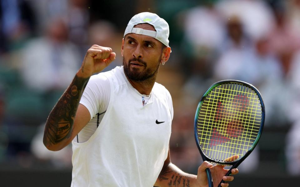 Nick Kyrgios is two sets up against Cristian Garin in the quarter-finals at Wimbledon - Matthew Childs/Reuters